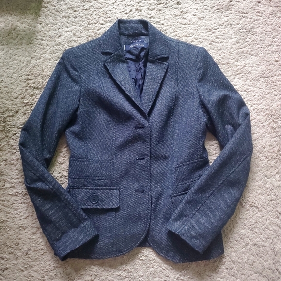 Anne Klein | Navy woven stretch three button blazer - Picture 3 of 7